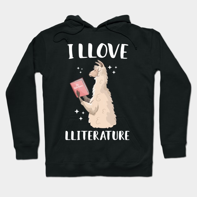 I Llove Literature Cute Llama Hoodie by Eugenex